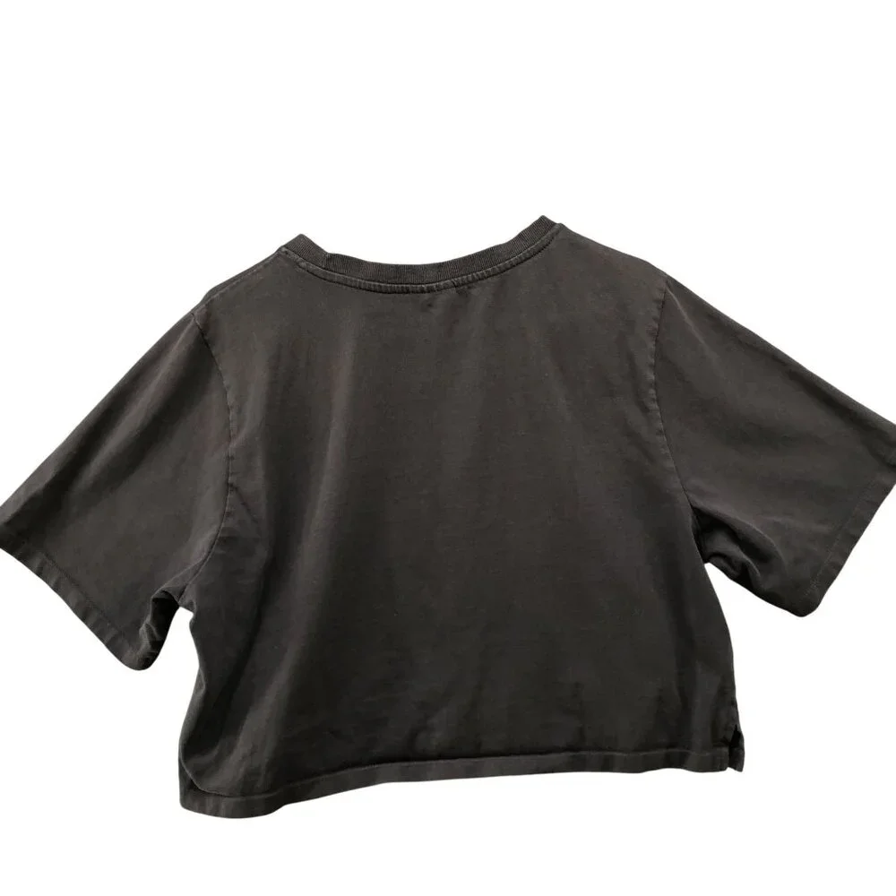 Onia Cropped T Shirt Womens Large L Dark Gray Crewneck Short Sleeve Relaxed - Picture 2 of 7